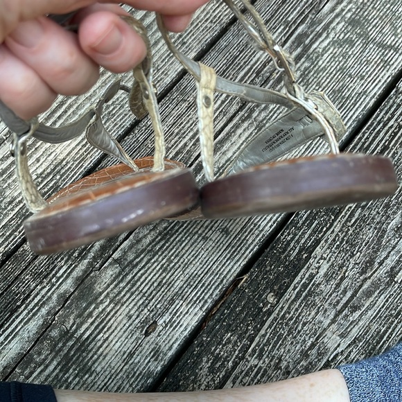 FREE Sam Edelman Gigi Sandals FREE w/purchase silver thong flat strappy 9.5M 9.5 - Picture 7 of 10